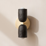 Ceramic Up Down Wall Sconce - Bone Canopy / Black Clay Upper Shade