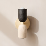 Ceramic Up Down Wall Sconce - Bone Canopy / Black Clay Upper Shade
