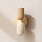 Ceramic Up Down Wall Sconce - Bone Canopy / Tan Clay Upper Shade