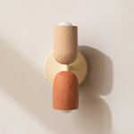 Ceramic Up Down Wall Sconce - Bone Canopy / Tan Clay Upper Shade