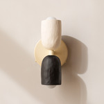 Ceramic Up Down Wall Sconce - Bone Canopy / White Clay Upper Shade