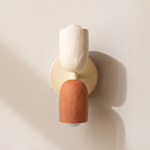 Ceramic Up Down Wall Sconce - Bone Canopy / White Clay Upper Shade