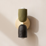 Ceramic Up Down Wall Sconce - Bone Canopy / Green Clay Upper Shade