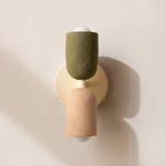 Ceramic Up Down Wall Sconce - Bone Canopy / Green Clay Upper Shade