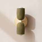 Ceramic Up Down Wall Sconce - Bone Canopy / Green Clay Upper Shade