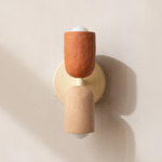 Ceramic Up Down Wall Sconce - Bone Canopy / Terracotta Upper Shade