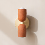 Ceramic Up Down Wall Sconce - Bone Canopy / Terracotta Upper Shade