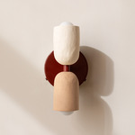 Ceramic Up Down Wall Sconce - Oxide Red Canopy / White Clay Upper Shade