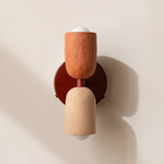 Ceramic Up Down Wall Sconce - Oxide Red Canopy / Terracotta Upper Shade
