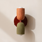 Ceramic Up Down Wall Sconce - Oxide Red Canopy / Terracotta Upper Shade