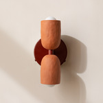 Ceramic Up Down Wall Sconce - Oxide Red Canopy / Terracotta Upper Shade