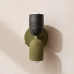 Ceramic Up Down Wall Sconce - Reed Green Canopy / Black Clay Upper Shade