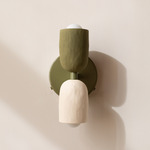 Ceramic Up Down Wall Sconce - Reed Green Canopy / Green Clay Upper Shade
