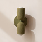 Ceramic Up Down Wall Sconce - Reed Green Canopy / Green Clay Upper Shade