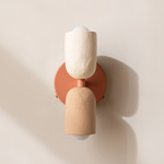 Ceramic Up Down Wall Sconce - Peach Canopy / White Clay Upper Shade