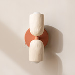 Ceramic Up Down Wall Sconce - Peach Canopy / White Clay Upper Shade