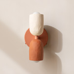 Ceramic Up Down Wall Sconce - Peach Canopy / White Clay Upper Shade