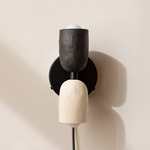Ceramic Up Down Plug-In Wall Sconce - Black Canopy / Black Clay Upper Shade