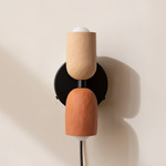 Ceramic Up Down Plug-In Wall Sconce - Black Canopy / Tan Clay Upper Shade