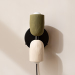 Ceramic Up Down Plug-In Wall Sconce - Black Canopy / Green Clay Upper Shade