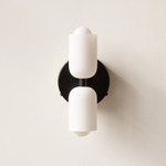 Glass Up Down Wall Sconce - Black Canopy / White Glass