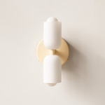 Glass Up Down Wall Sconce - Bone Canopy / White Glass