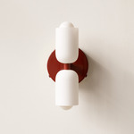 Glass Up Down Wall Sconce - Oxide Red Canopy / White Glass