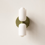Glass Up Down Wall Sconce - Reed Green Canopy / White Glass