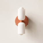 Glass Up Down Wall Sconce - Peach Canopy / White Glass