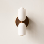 Glass Up Down Wall Sconce - Patina Brass Canopy / White Glass