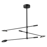 Rotaire Off Center Chandelier - Black / Frosted