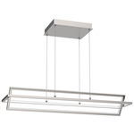 Mondrian Rectangular Pendant - Brushed Nickel / Frosted