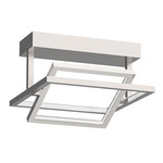 Mondrian Square Semi Flush Ceiling Light - Brushed Nickel / Frosted