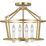Marston Semi Flush Mount - Burnished Brass / Cream