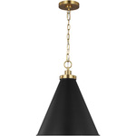 Wellfleet Cone Pendant - Burnished Brass / Midnight Black