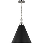 Wellfleet Cone Pendant - Polished Nickel / Midnight Black