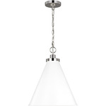 Wellfleet Cone Pendant - Polished Nickel / Matte White