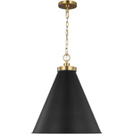 Wellfleet Cone Pendant - Burnished Brass / Midnight Black