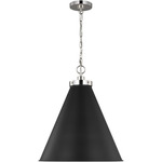 Wellfleet Cone Pendant - Polished Nickel / Midnight Black