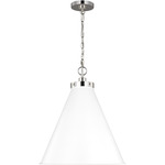 Wellfleet Cone Pendant - Polished Nickel / Matte White