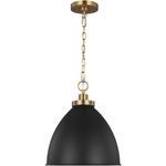 Wellfleet Dome Pendant - Burnished Brass / Midnight Black