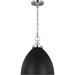 Wellfleet Dome Pendant - Polished Nickel / Midnight Black