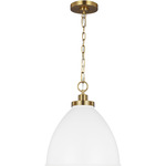 Wellfleet Dome Pendant - Burnished Brass / Matte White