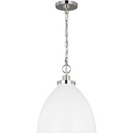 Wellfleet Dome Pendant - Polished Nickel / Matte White