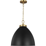 Wellfleet Dome Pendant - Burnished Brass / Midnight Black