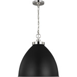 Wellfleet Dome Pendant - Polished Nickel / Midnight Black