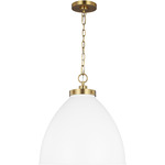 Wellfleet Dome Pendant - Burnished Brass / Matte White