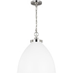 Wellfleet Dome Pendant - Polished Nickel / Matte White