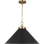 Wellfleet Wide Pendant - Burnished Brass / Midnight Black