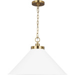 Wellfleet Wide Pendant - Burnished Brass / Matte White